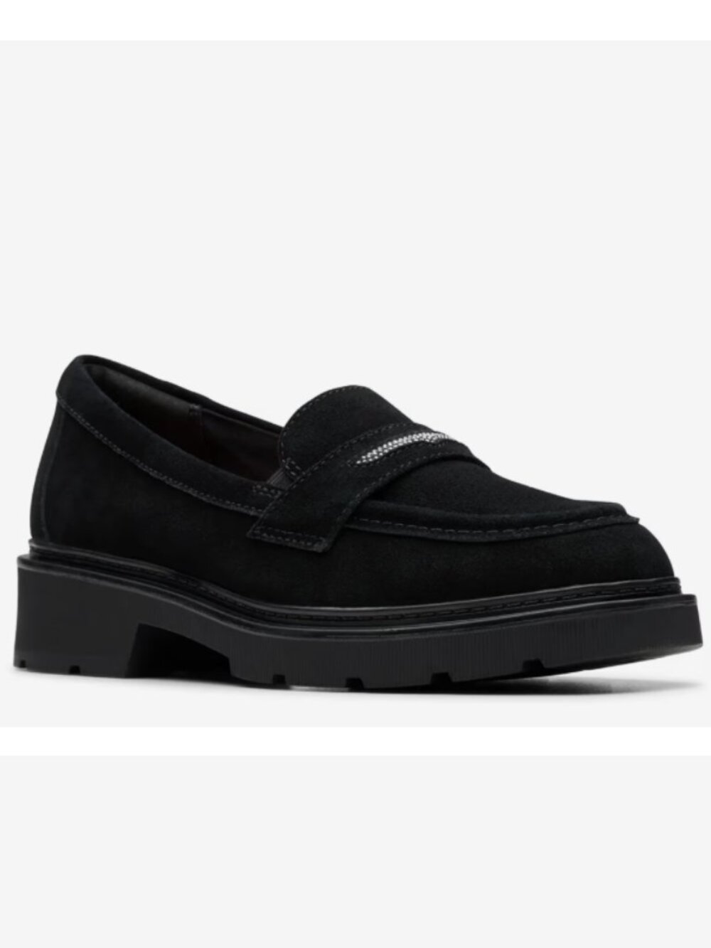 NEW Clarks Women's Lauryl Step Round Toe Loafers Black Suede SZ-9